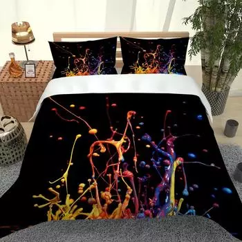 Комплект постельного белья из 3 предметов с 3D разноцветным пигментным рисунком, пододеяльник, покрывало для детской кровати, подарок на день рождения W90xL190cm