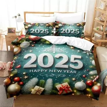 Комплект постельного белья из 3 предметов, клетчатый комплект постельного белья с принтом рождественских гномов, мягкий и удобный пододеяльник, для спальни, гостевой комнаты EU Single 135x200cm