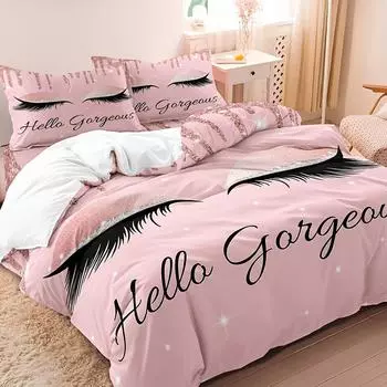 Комплект постельного белья из 3 предметов, модный комплект постельного белья с рисунком «ресницы», мягкий пододеяльник, на годовщину свадьбы, для спальни, гостевой комнаты 135X200cm