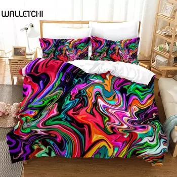 Комплект постельного белья из 3 предметов с односторонним принтом и красочным узором, удобная дышащая простыня, комплект постельного белья Comforterble EU single(135x200cm)