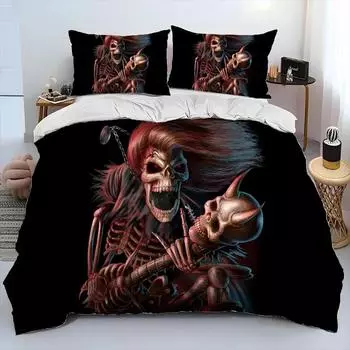 Комплект постельного белья из 3 предметов Классическая электрогитара 3D-печатный пододеяльник Комплект постельного белья Удобная дышащая роскошная простыня из хлопка EU Single 135x200cm