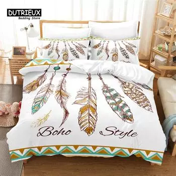Комплект постельного белья из 3 предметов, перо, Ловец снов, мягкий, удобный, дышащий, для декора спальни и гостевой комнаты EU single(135x200cm)