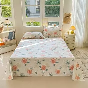 Комплект постельного белья из 3 предметов с цветочным принтом из 100% хлопка, приятное для кожи мягкое постельное белье для детей, мальчиков и девочек, комплект постельного белья размера «queen size» 160x230cm 3Pcs