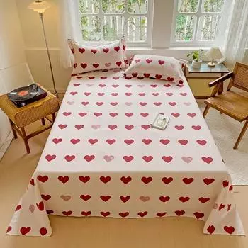 Комплект постельного белья из 3 предметов с романтическим узором в виде сердечек, утолщенное покрывало с геометрическим принтом и наволочками, мягкий хлопковый комплект постельного белья 120x230cm 3Pcs