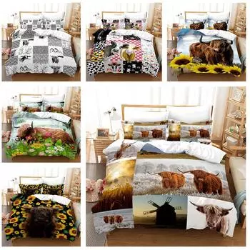 Комплект постельного белья из 3D яка, пододеяльник, наволочка, 2/3 шт., покрывало с изображением животных, мягкий, быстросохнущий домашний текстиль, подарок Baby 100x135cm
