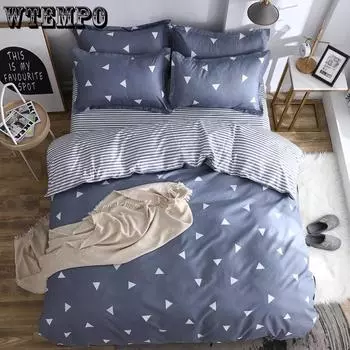 Комплект постельного белья из 4 предметов, дышащее покрывало, приятное для кожи, хлопковое украшение для кровати Twin 3Pcs