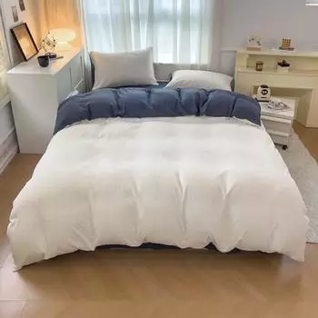 Комплект постельного белья из 4 предметов, однотонная простыня, пододеяльник, чехол, наволочка, контрастный цвет, мягкая ткань, машинная стирка, одеяло для спальни, покрывало на новоселье 220cm хаки