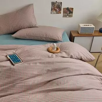 Комплект постельного белья из 4 предметов из двухслойного хлопка Duo Xi Ai Mei: Простыня и пододеяльник L (203x229cm)