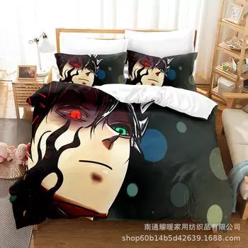 Комплект постельного белья из четырех предметов с 3D цифровой печатью Комплект из трех предметов Постельная простыня Одеяло Подушка Черный клевер 135X200 two-piece set