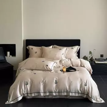 Комплект постельного белья из чистого хлопка, четырехпредметный, вышитый пододеяльник, простыня, наволочки 1.5m/1.8m bed