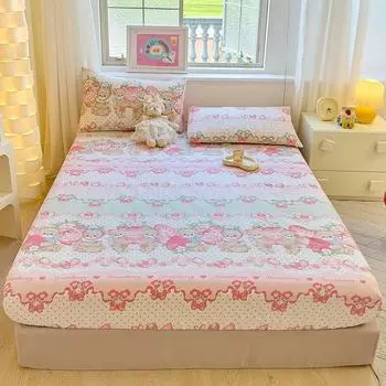 Комплект постельного белья из чистого хлопка, простыня с рисунком из мультфильма и 2 наволочки, комплект постельного белья для детей и взрослых с цветочным принтом, чехол для матраса 120cmx200cmx30cm