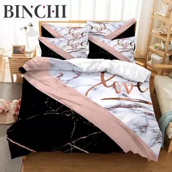 Комплект постельного белья из цветного мрамора, пододеяльник, комплект постельного белья с 3D-печатью, комплект постельного белья размера «queen size», модный дизайн EU single(135x200cm)