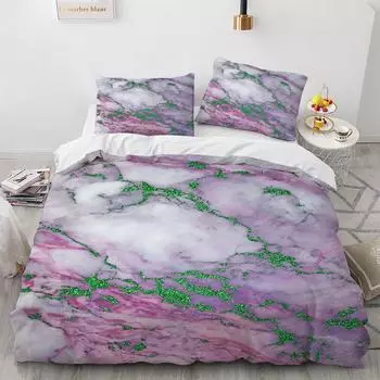 Комплект постельного белья из цветного мрамора, комплект постельного белья из фиолетового и зеленого мрамора для мужчин, подростков, мальчиков, современное абстрактное искусство, полиэстеровое одеяло 70x133cm 2pcs