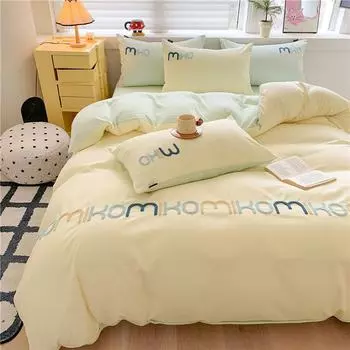 Комплект постельного белья из хлопка с вышивкой класса люкс - 4 предмета 1.2m three-piece bed sheet set фиолетовый