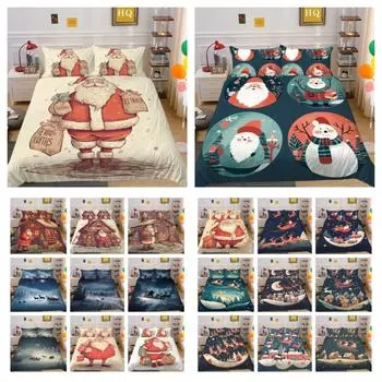 Комплект постельного белья из микрофибры с 3D рождественской печатью, полноразмерный комплект постельного белья из микрофибры, высококлассные милые покрывала UK Single 135x200cm