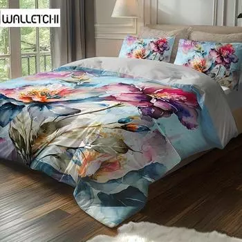 Комплект постельного белья из микрофибры с акварельным цветочным принтом, мягкий, удобный, для спальни, гостевой комнаты 135X200cm