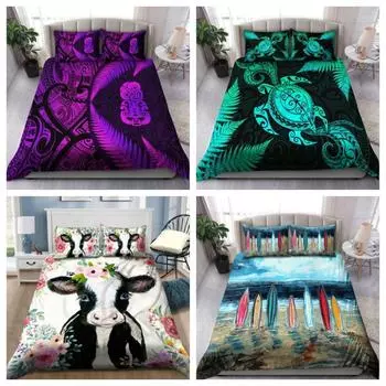 Комплект постельного белья из Новой Зеландии, синий Manaia Maori, серебряный папоротник, пододеяльник Single 135x200cm