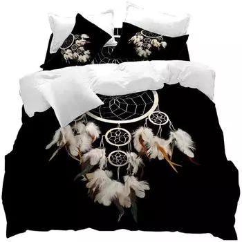 Комплект постельного белья из перьев, комплект постельного белья в стиле бохо, комплект постельного белья «ловец снов», двуспальный комплект постельного белья размера «king-size», полиэстеровый комплект стеганого одеяла 70x133cm 2pcs