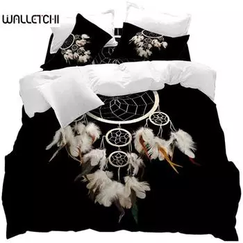 Комплект постельного белья из перьев, комплект постельного белья в стиле бохо, комплект постельного белья «ловец снов», двуспальный комплект постельного белья размера «king-size», полиэстеровый комплект стеганого одеяла EU single(135x200cm)