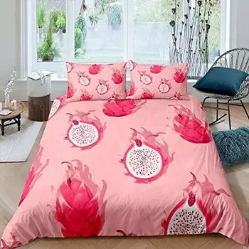 Комплект постельного белья из питайи с тропическими фруктами, современный модный розовый комплект постельного белья из 3 предметов для мальчиков и девочек, чехол из микрофибры EU Single(135x200cm)