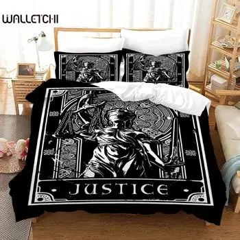 Комплект постельного белья из полиэстера с картами Таро и рисунком солнца размера King, черного и белого, с изображением ведьмы и гадания, для мальчиков и девочек 70x133cm 2pcs