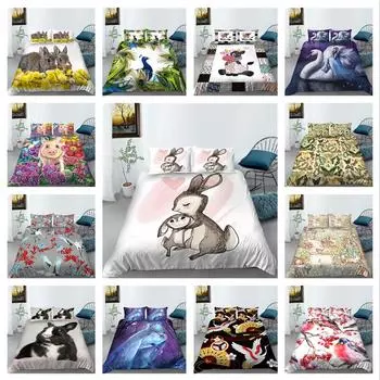 Комплект постельного белья из серии 3D животных с рисунком животных, пододеяльник, наволочка, 2 или 3 предмета, подходит для украшения дома в комнатах для любителей животных Baby 100x135cm