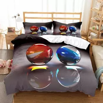 Комплект постельного белья из стеклянного шара размера King Queen с 3D-печатью, цветной стеклянный шар синего, зеленого, оранжевого цвета для мальчиков и девочек, комплект постельного белья из полиэстера 70x133cm 2pcs