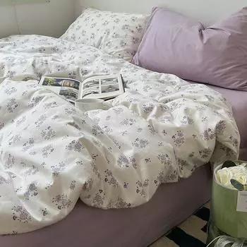 Комплект постельного белья из стираного хлопка, комплект из четырех предметов из чистого хлопка, простыня из чистого хлопка, пододеяльник, комплект из трех предметов 0.9m bed sheet 3pcs