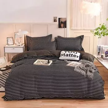 Комплект постельного белья из стираного хлопка, четыре предмета, пододеяльник, простыня, комплект из трех предметов для спальни 1.2m bed