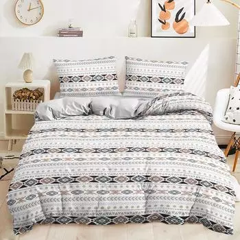 Комплект постельного белья из трех предметов: однотонный пододеяльник, богемный полосатый 135 * 200 (two-piece set) 90g