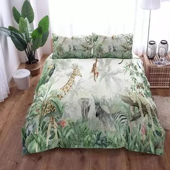 Комплект постельного белья Jungle Tropical Duvet Cover Set King Queen Double Full Twin Single Size Chinoserie 140x210cm