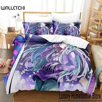 Комплект постельного белья Kagerou Project с рисунком из мультфильма «Аниме» из трех предметов для взрослых и детей, для спальни, пододеяльник, наборы с 3D-текстильным принтом «Каваи» 70x133cm 2pcs