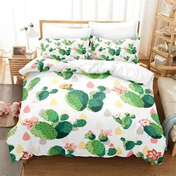 Комплект постельного белья «Кактус», комплект постельного белья с тропическими растениями, комплект постельного белья для девочек в формате 3D, модное детское одеяло, комплект постельного белья «Королева», комплект постельного белья UK Single 135x200cm&se