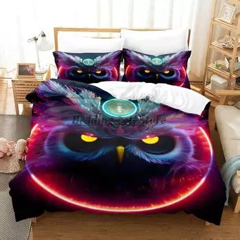 Комплект постельного белья Kawaii Anime owl Single Twin Full Queen King Size, комплект постельного белья для взрослых, комплект пододеяльников для детской спальни с 3D-принтом, комплект простыней 70x133cm 2pcs