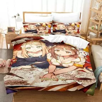 Комплект постельного белья Kawaii Atelier Ryza Single Twin Full Queen King Size Bed Set Adult Kid Bedroom Duvetcover Sets Girls Anime Bed 70x133cm 2pcs