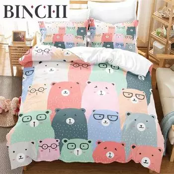 Комплект постельного белья Kawaii Capybaras Single Twin Full Queen King Size Комплект постельного белья Aldult Kid Bedroom Duvetcover Sets 3D bed cover set EU single(135x200cm)&set