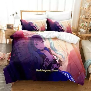 Комплект постельного белья Kawaii Ichika Hoshino Single Twin Full Queen King Size Bed Set Adult Kid Bedroom Duvetcover Sets Print Anime Girls 70x133cm 2pcs