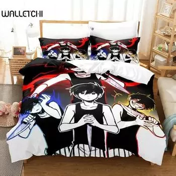 Комплект постельного белья Kawaii Omori Single Twin Full Queen King Size Bed Aldult Kid Bedroom Duvetcover 3D Print Anime Bed Sheet 70x133cm 2pcs