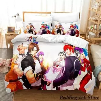 Комплект постельного белья King Of Fighters Single Twin Full Queen King Size Bed Set Aldult Kid Bedroom Duvetcover Sets Anime parure de lit 70x133cm 2pcs