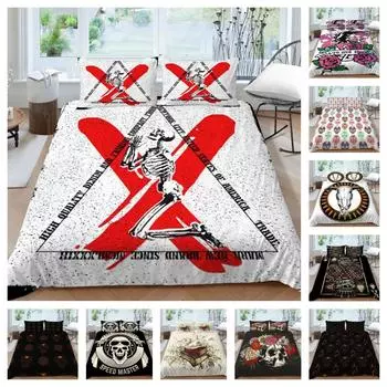 Комплект постельного белья King Queen Highend, новая мода, домашний текстиль с 3D принтом черепа, 2/3 шт. с наволочкой UK Single 135x200cm