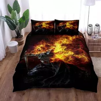Комплект постельного белья Knight Flame Duvet Cover Set UK Single Double King US Twin Full Queen Size Anime Bed Set 70x133cm 2pcs