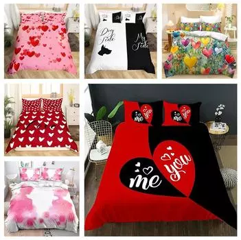 Комплект постельного белья ко Дню святого Валентина с 3D рисунком, наволочка для кровати размера «king-size» и 2/3 шт., мягкий чехол для пары, подарок на свадьбу из микрофибры Baby 100x135cm