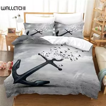 Комплект постельного белья «Корабельный якорь», комплект пододеяльников, постельное белье с 3D-печатью, комплект постельного белья размера «queen size», модный дизайн EU single(135x200cm)