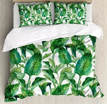 Комплект постельного белья Leaf Romantic Holiday Island Hawaiian Banana Trees Double Queen King Full Size Polyester Qulit Cover 70x133cm 2pcs