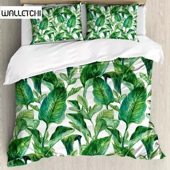 Комплект постельного белья Leaf Romantic Holiday Island Hawaiian Banana Trees Double Queen King Full Size Polyester Qulit Cover EU single(135x200cm)