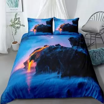 Комплект постельного белья «Летние пальмы» King Queen Double Full Twin Single Size Duvet Cover Pillow Case Комплект постельного белья EU single(135x200cm)