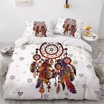 Комплект постельного белья Letter Dreamcatcher 3D Fantasy Feather Mandala Luxury Duvet Cover Sets Одеяло Пододеяльник Queen King Single Size EU single(135x200cm)