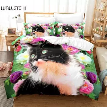 Комплект постельного белья Lovely Animals, комплект пододеяльников, постельное белье с 3D-печатью, комплект постельного белья размера Queen, модный дизайн EU single(135x200cm)