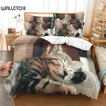 Комплект постельного белья Lovely Cat, комплект пододеяльников, комплект постельного белья с 3D-печатью, комплект постельного белья размера Queen, модный дизайн EU single(135x200cm)