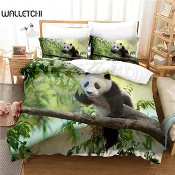 Комплект постельного белья Lovely Panda, комплект пододеяльников, постельное белье с 3D-печатью, комплект постельного белья размера Queen, модный дизайн EU single(135x200cm)